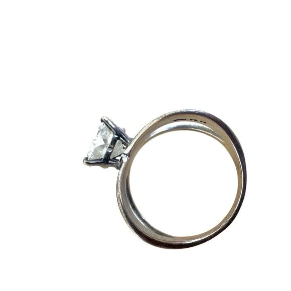 Sterling Silver Heart CZ Criss-Cross Band vintage ring - Picture 3 of 9